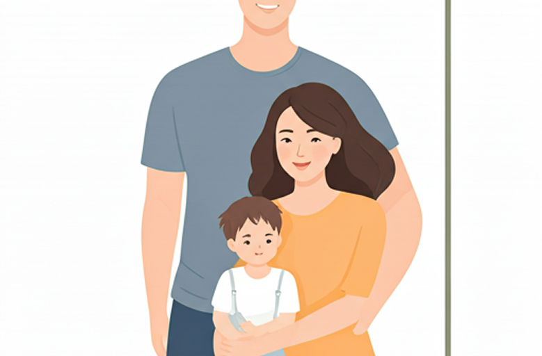 温馨家庭在公园合影